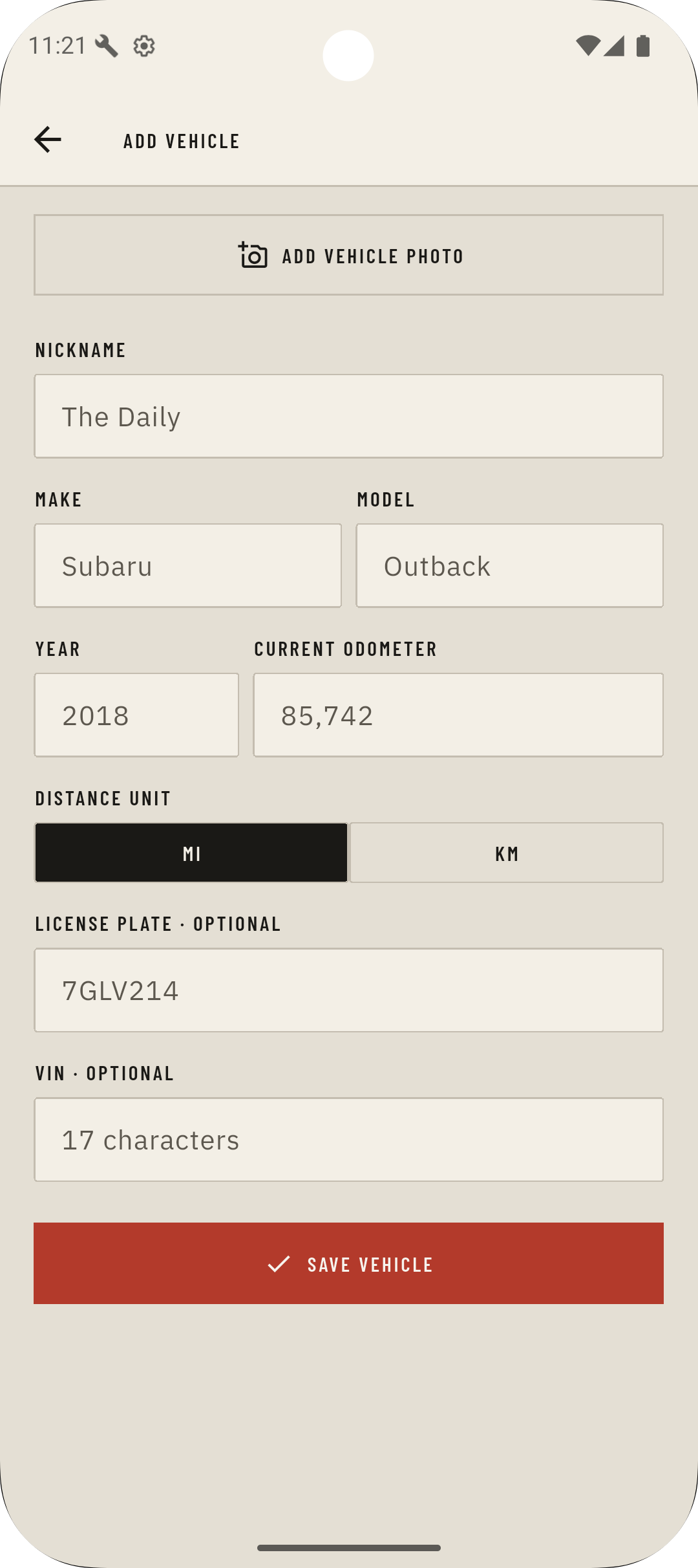 First-run onboarding to add a vehicle and choose units